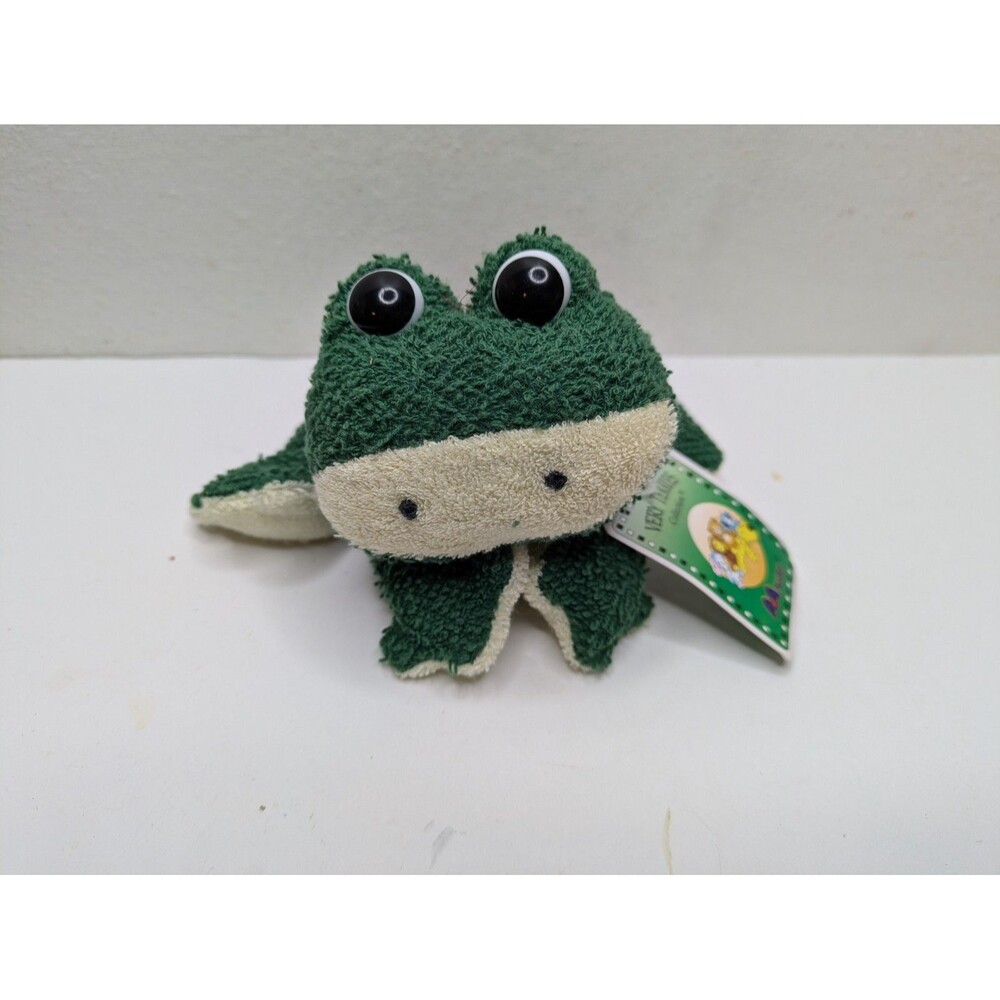 Vintage A&A Green & White Terrycloth Frog Beanie Plush Mini Disney Company